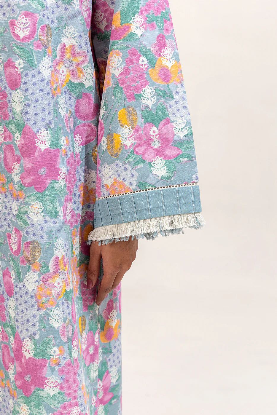 2 Piece Embroidered Khaddar Suit Candy Floss