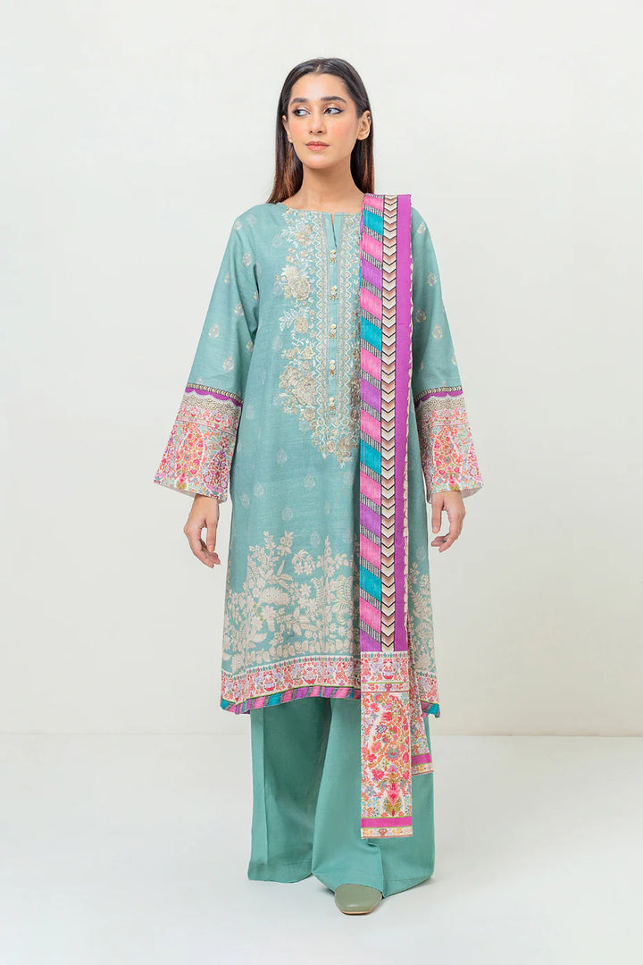 2 Piece Embroidered Khaddar Suit Sea Decor