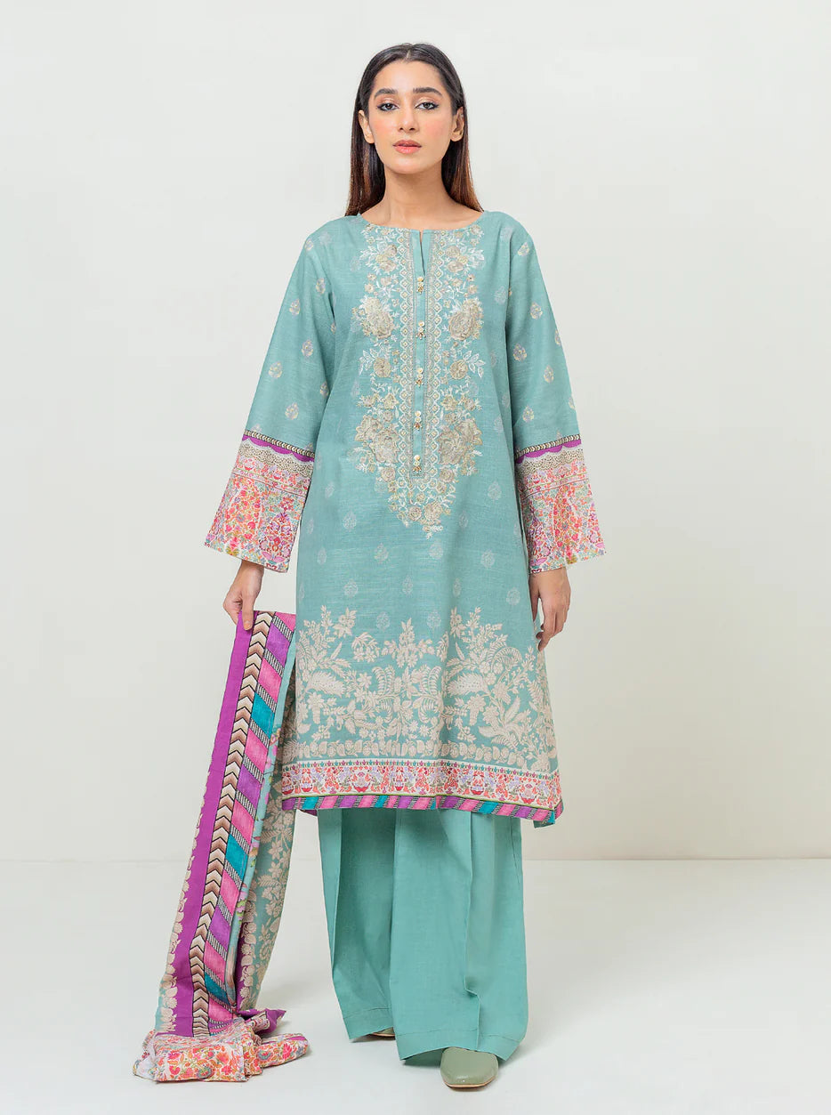 2 Piece Embroidered Khaddar Suit Sea Decor