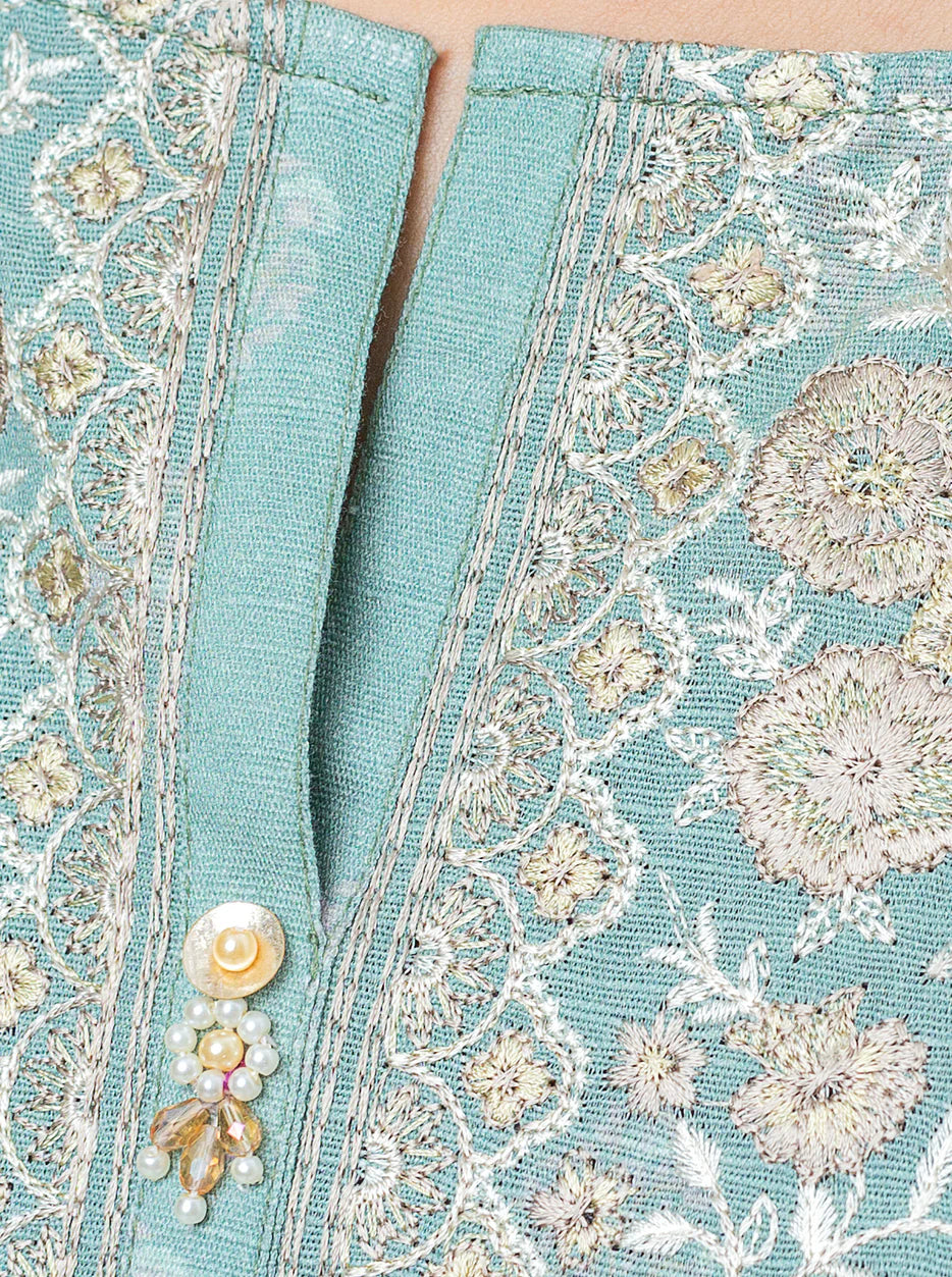 2 Piece Embroidered Khaddar Suit Sea Decor