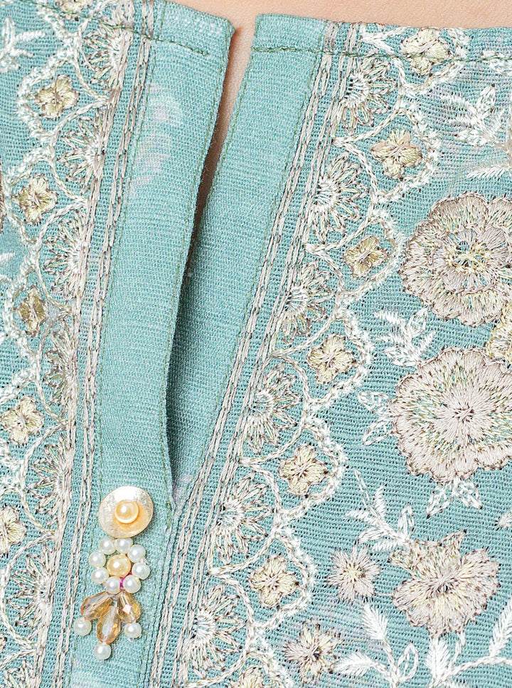2 Piece Embroidered Khaddar Suit Sea Decor