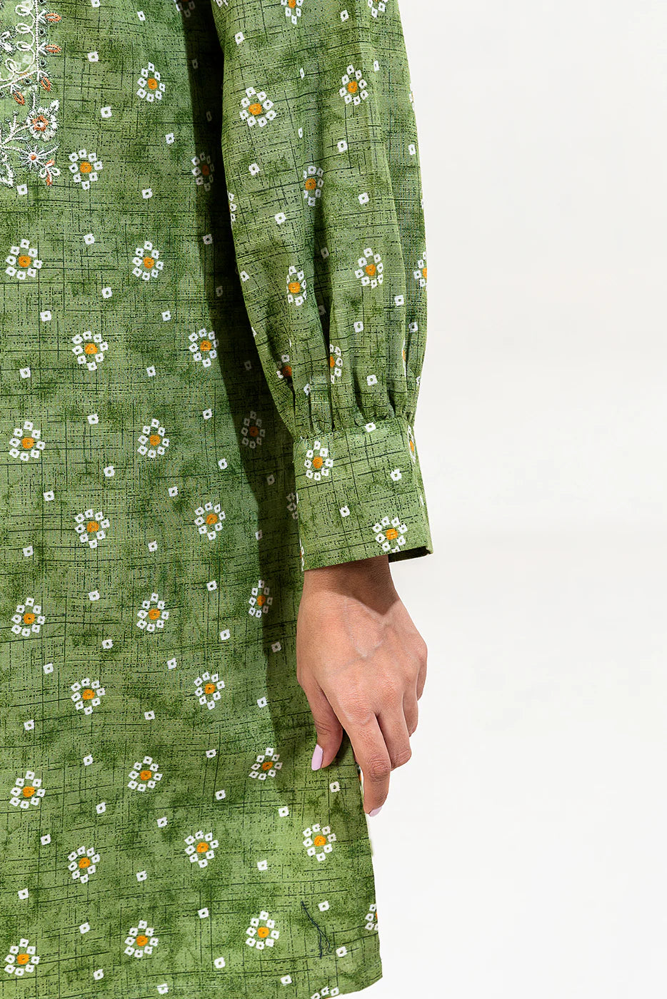 2 Piece Embroidered Khaddar Suit Tribal Moss