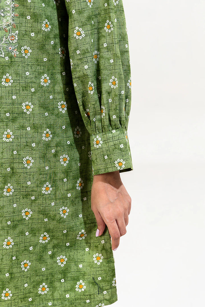 2 Piece Embroidered Khaddar Suit Tribal Moss