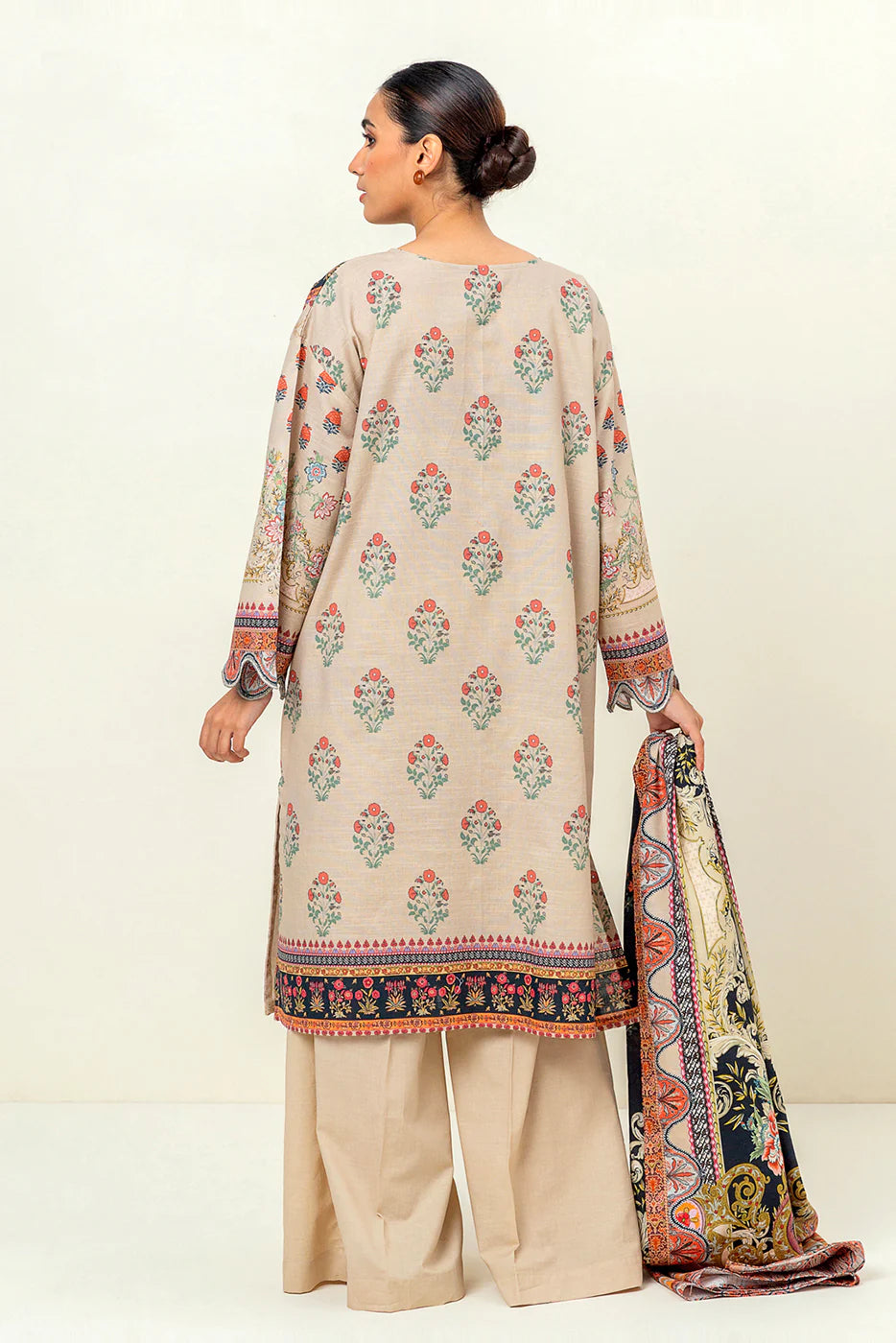 2 Piece Embroidered Khaddar Suit Elegant Ivory