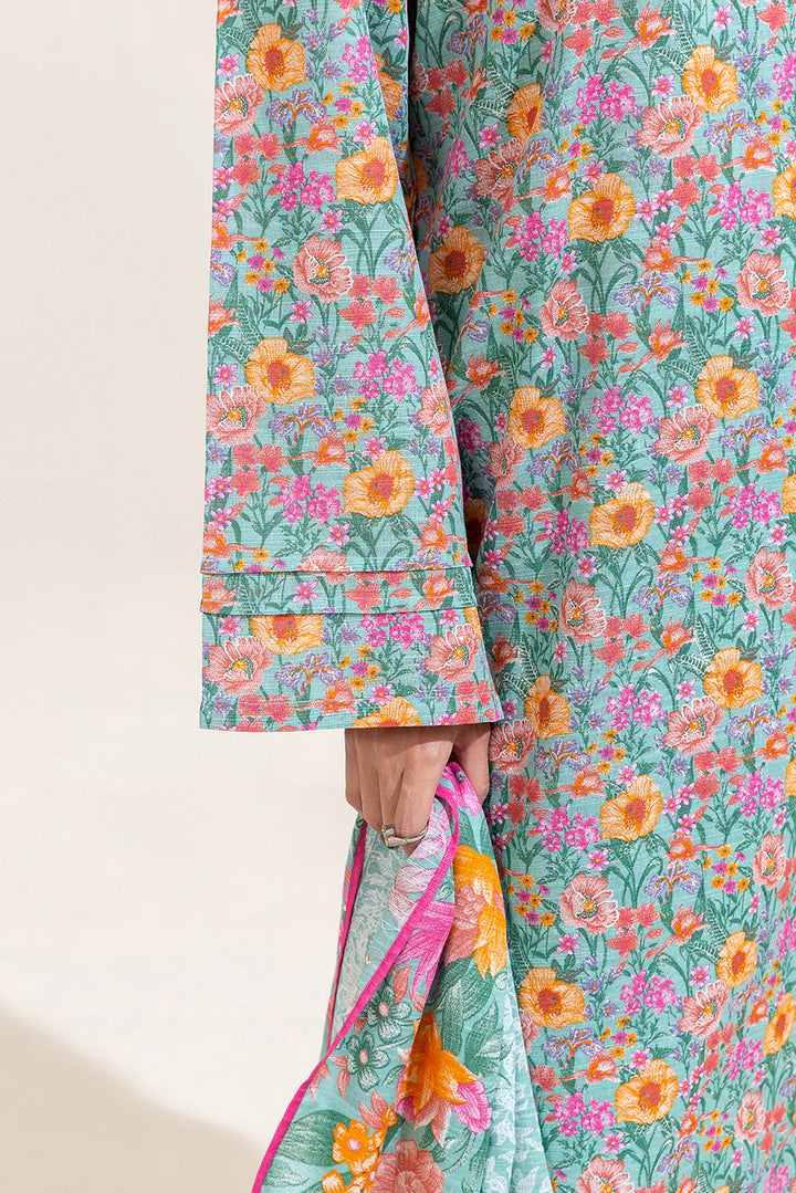 2 Piece Printed Khaddar Suit Aqua Bloom