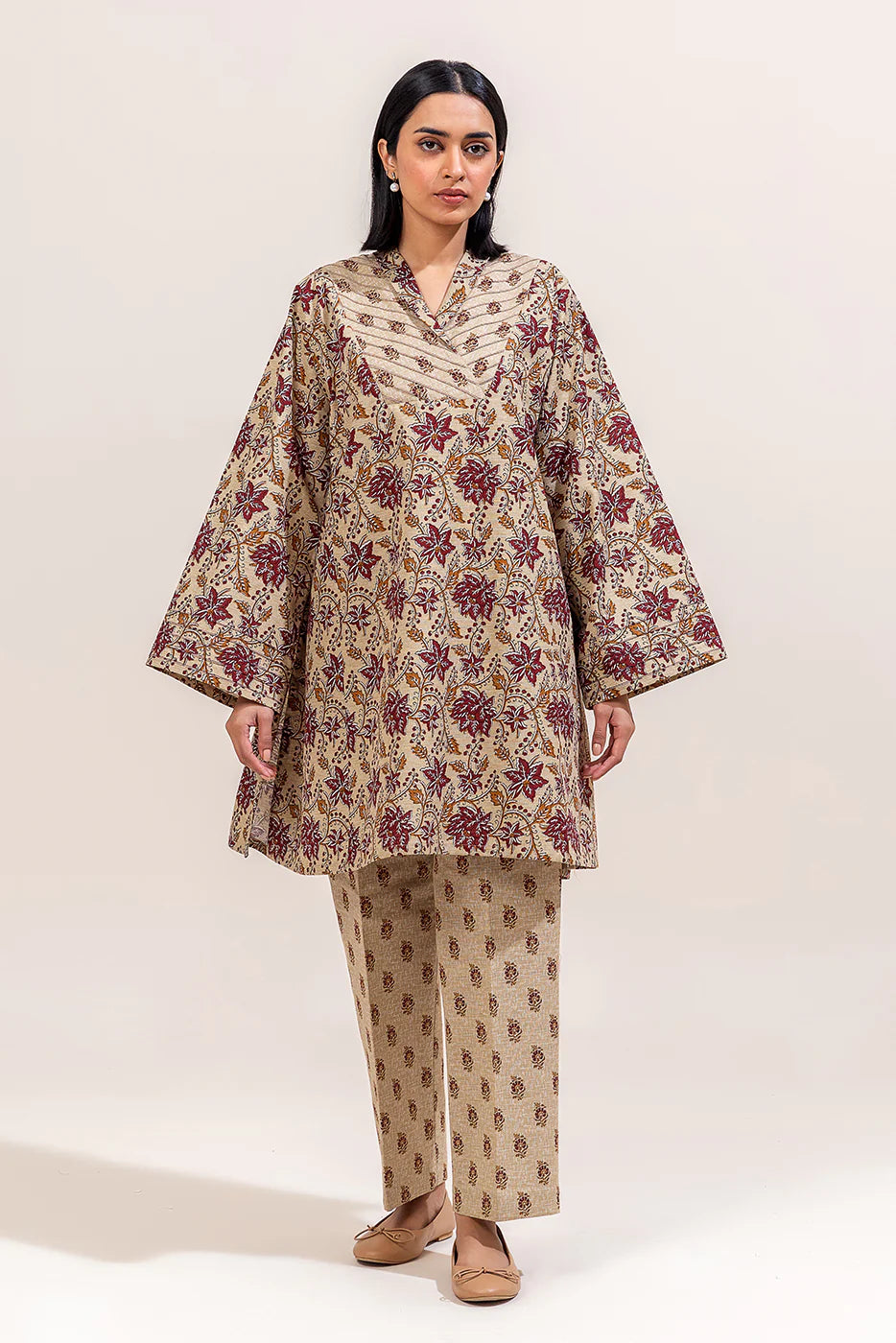 2 Piece Printed Khaddar Suit Floral Charm