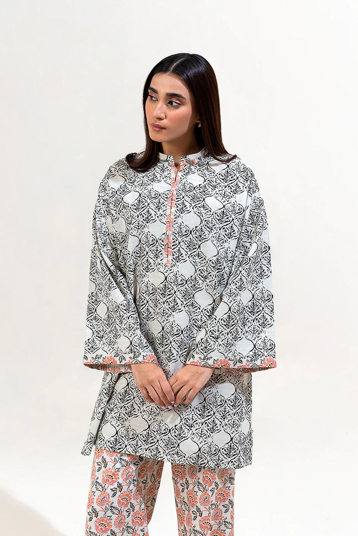 2 Piece Printed Khaddar Suit Ivory Maze