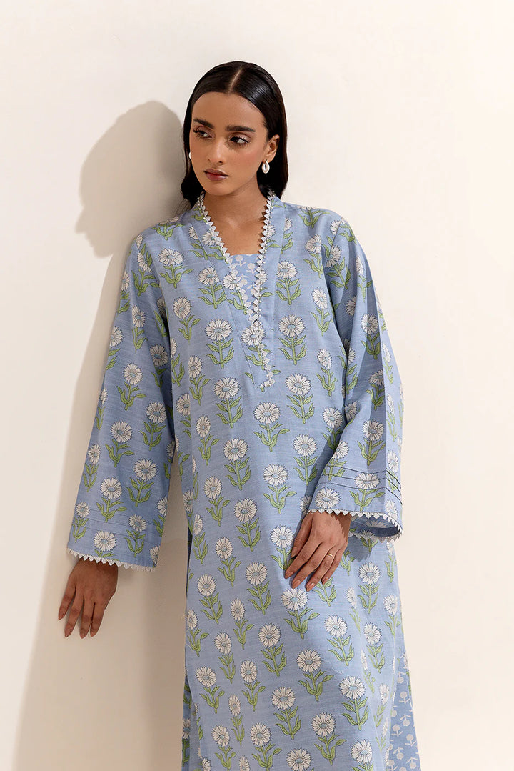2 Piece Printed Khaddar Suit Stone Ash