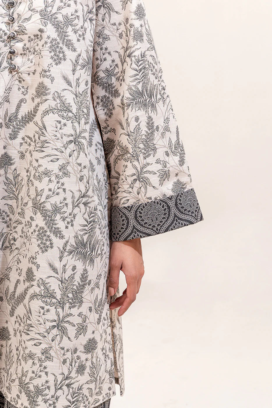 2 Piece Printed Khaddar Suit Whisper Ash