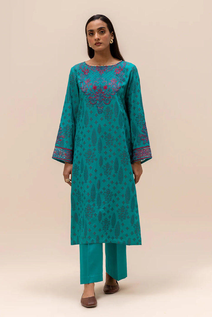 2 Piece Embroidered Jacquard Suit Ocean Glacint