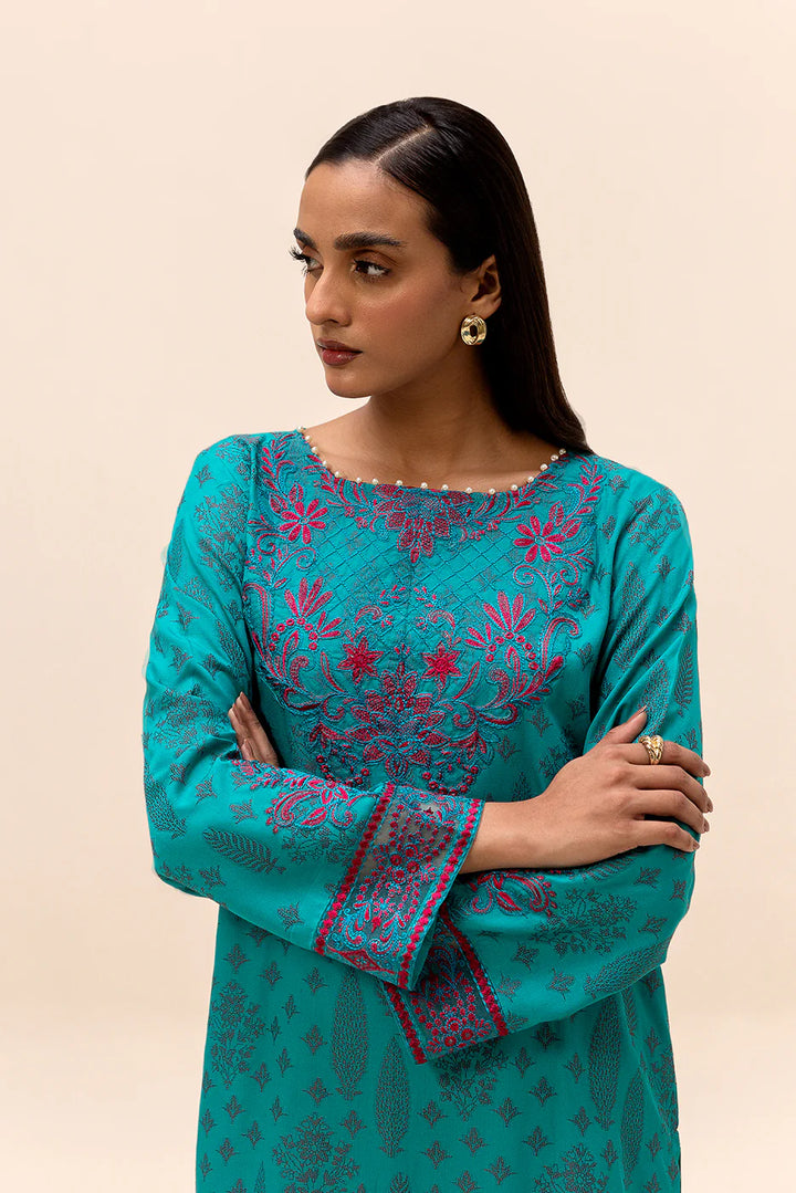 2 Piece Embroidered Jacquard Suit Ocean Glacint