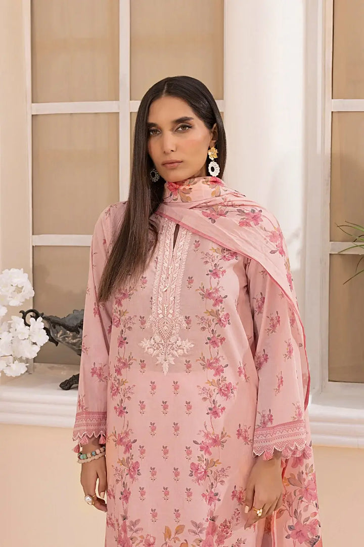 3-Piece Unstitched Printed Embroidered Lawn Suit Blossom