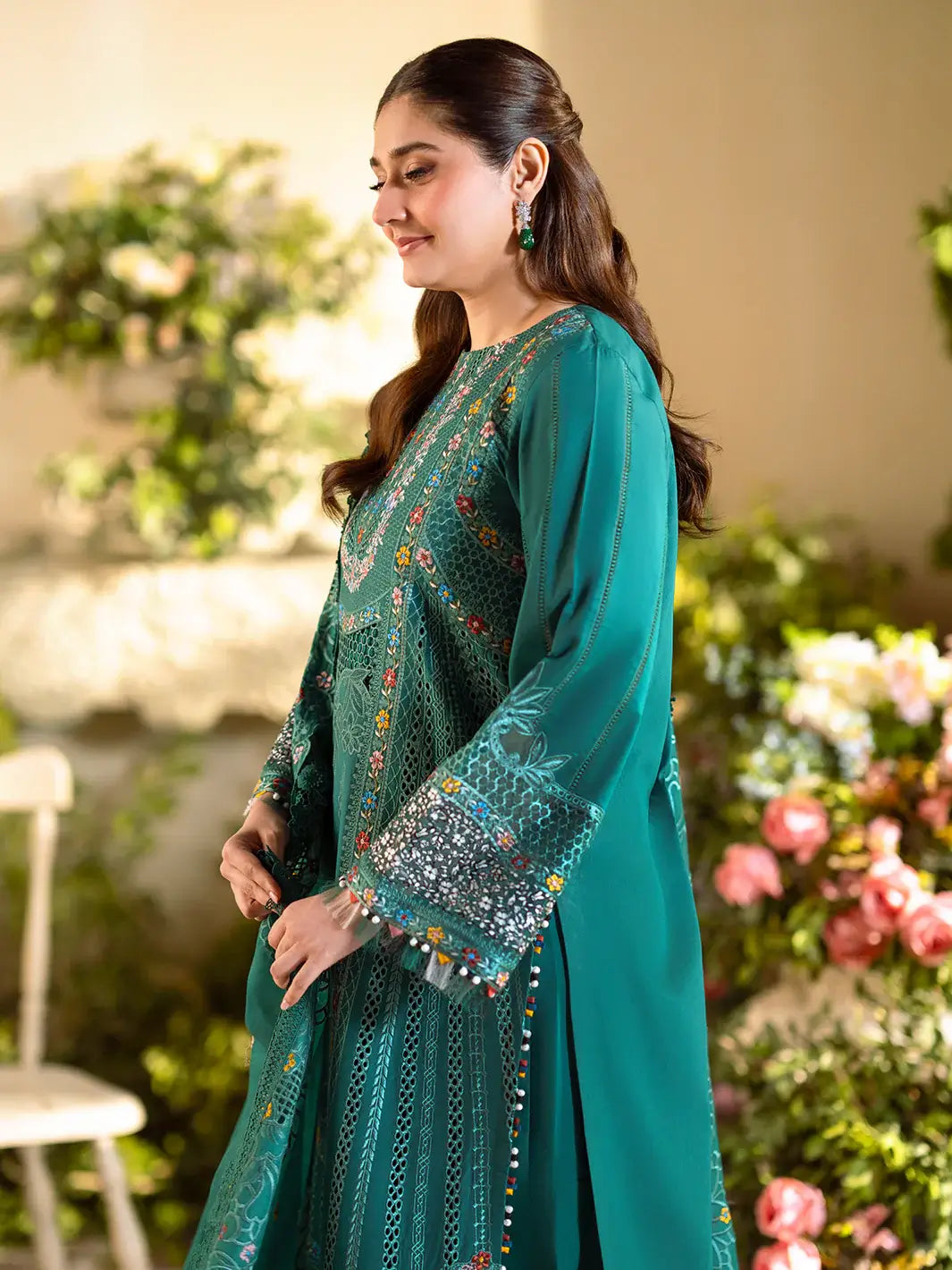 3 PC Luxury Embroidered Lawn Freesia 102-A