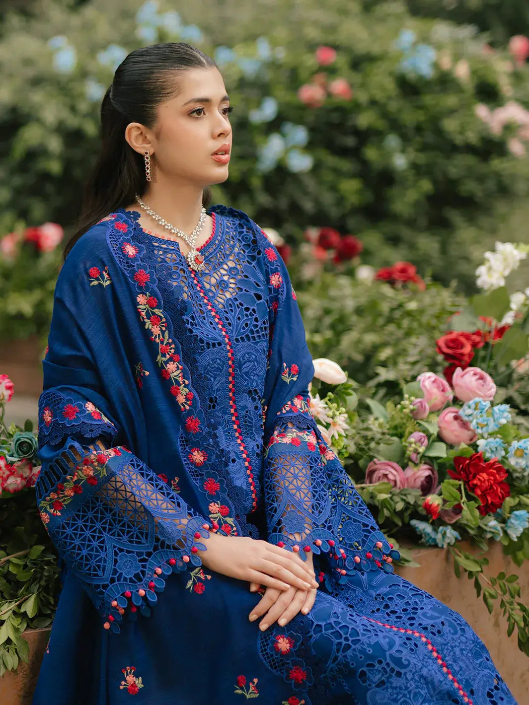 3 PC Luxury Embroidered Lawn Freesia 106-B