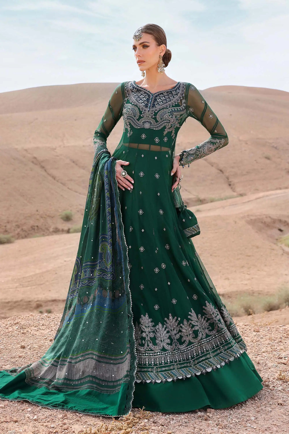 3PieceGreenEmbroideredNetSuit
