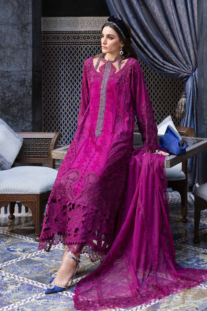 3 Piece Magenta Embroidered Lawn Suit | D-2502-B