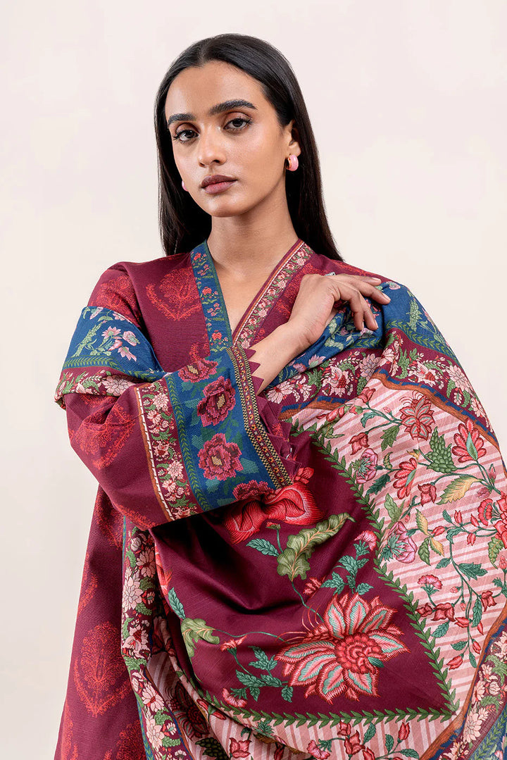 3 Piece Printed Khaddar Suit Brick Tale