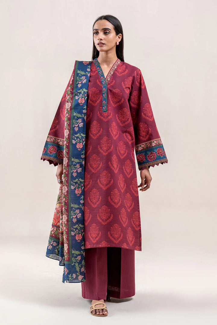 3 Piece Printed Khaddar Suit Brick Tale
