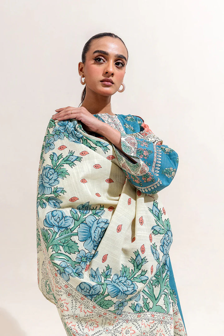 3 Piece Printed Khaddar Suit Mediterranean Tide