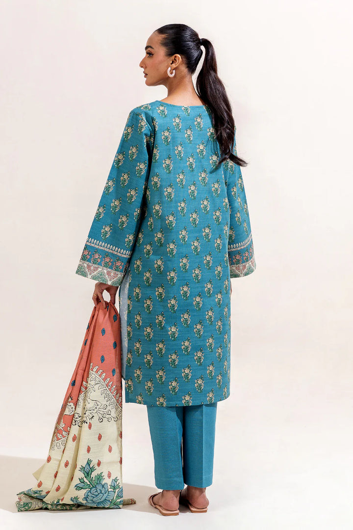 3 Piece Printed Khaddar Suit Mediterranean Tide