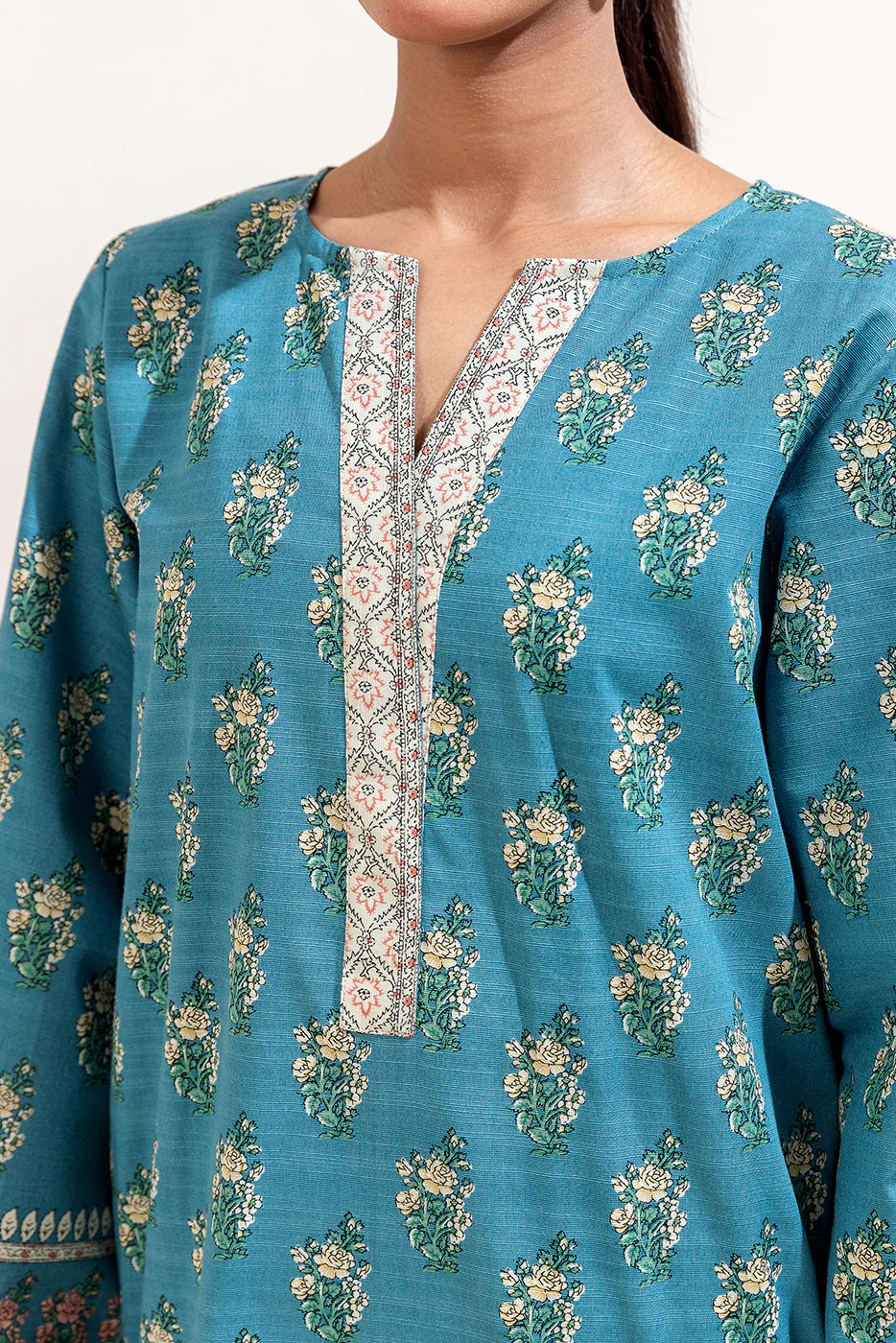 3 Piece Printed Khaddar Suit Mediterranean Tide