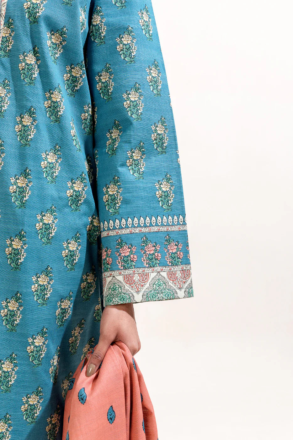 3 Piece Printed Khaddar Suit Mediterranean Tide