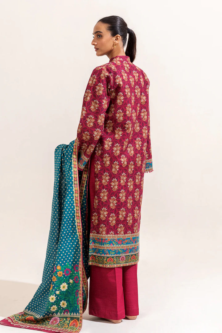 3 Piece Printed Khaddar Suit Mulberry Fern