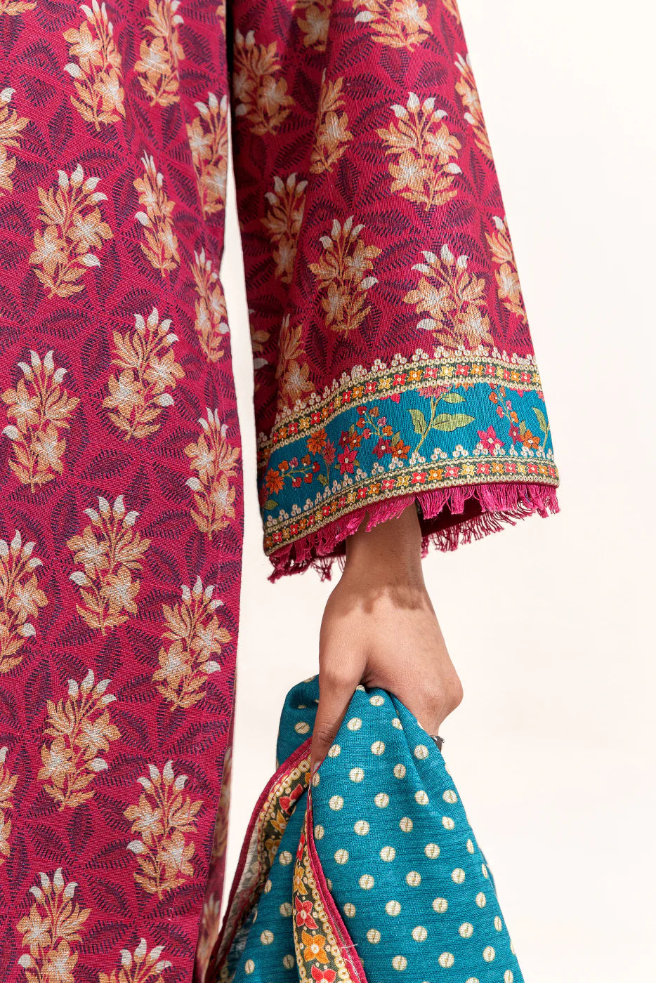 3 Piece Printed Khaddar Suit Mulberry Fern