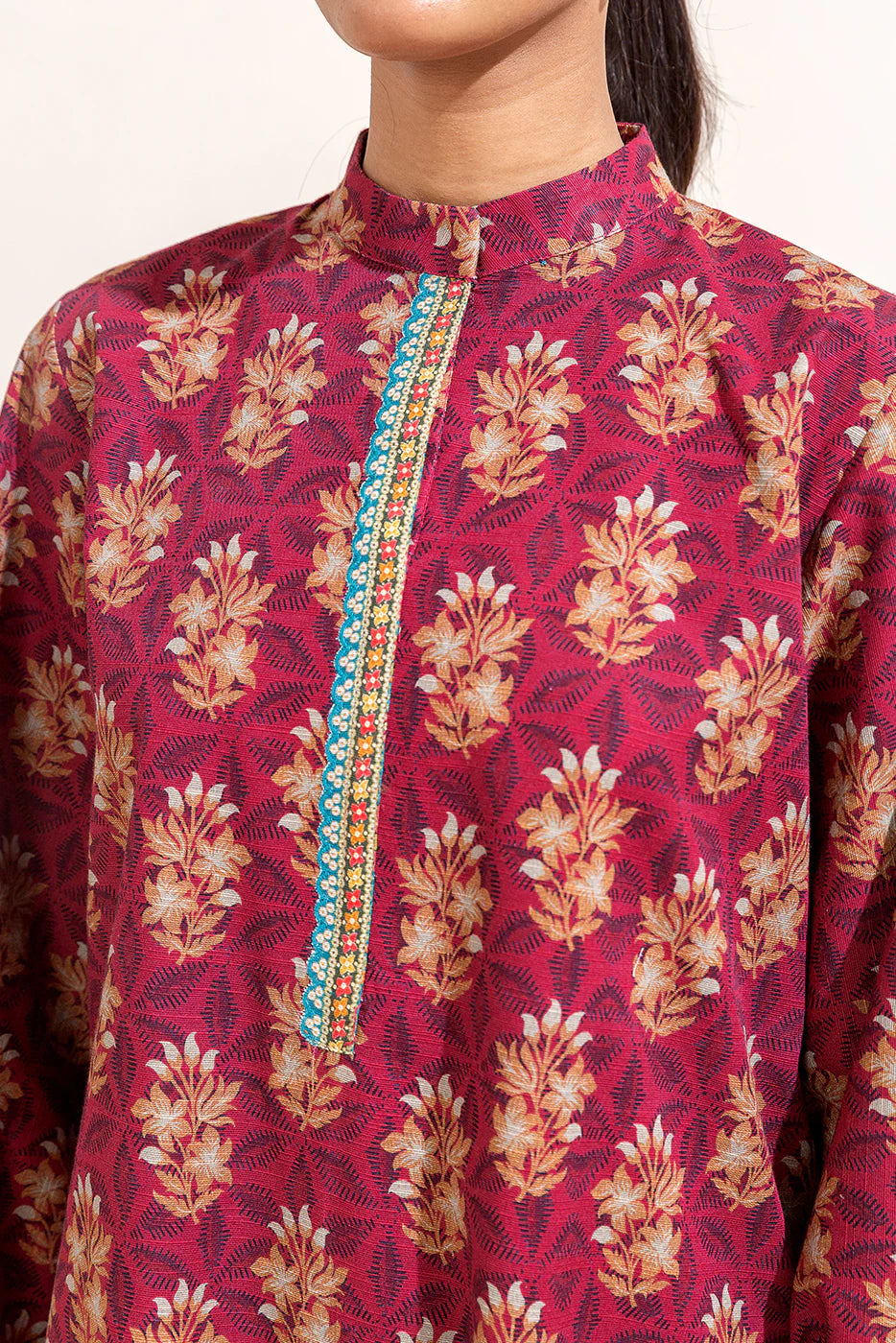 3 Piece Printed Khaddar Suit Mulberry Fern