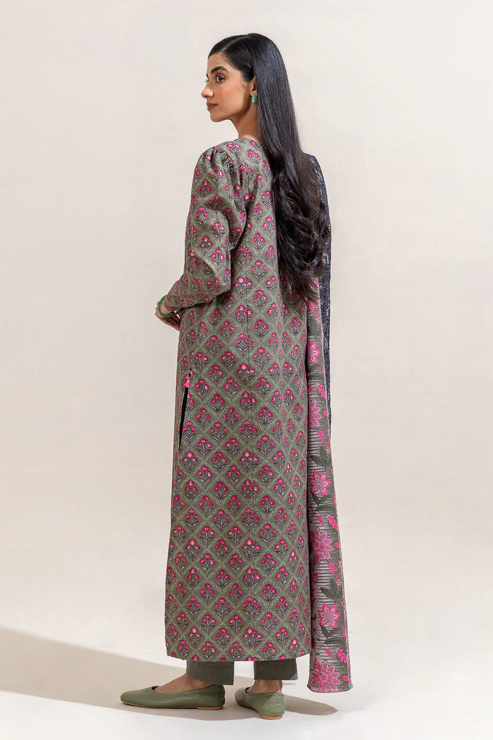 3 Piece Printed Khaddar Suit Sage Bloom