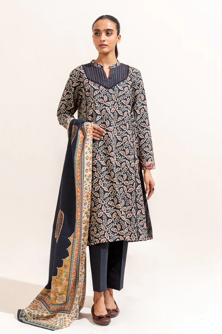 3 Piece Printed Khaddar Suit Tribal Hale