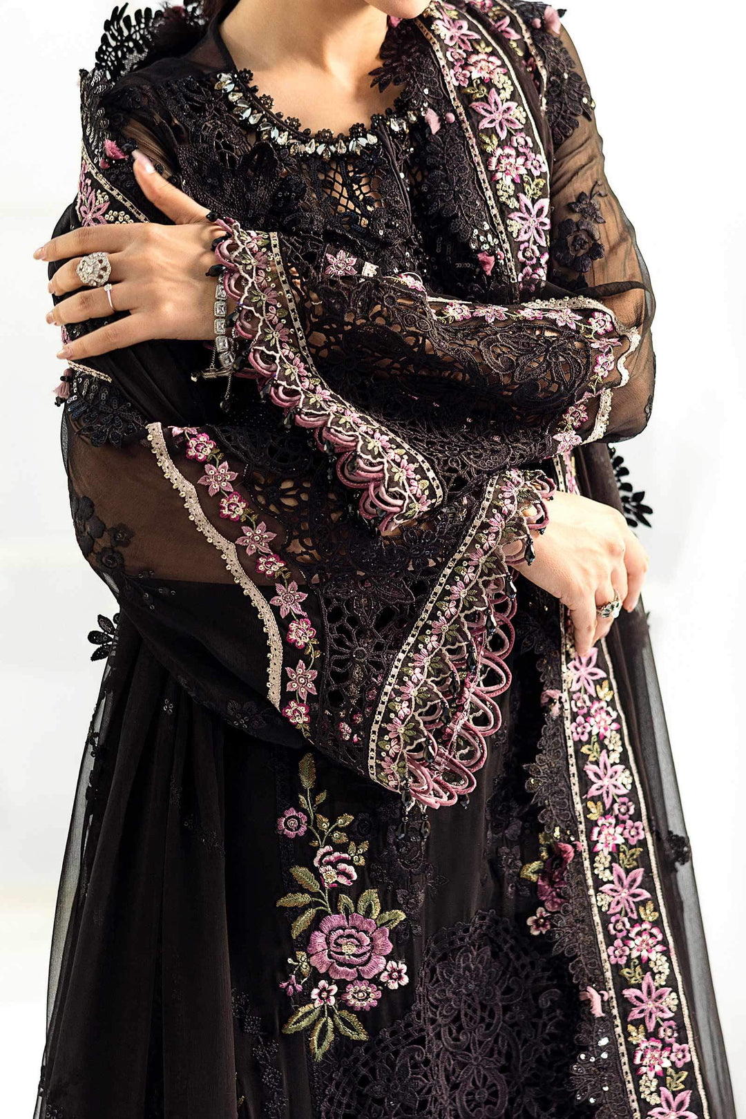 3 Piece Unstitched Embroidered Chiffon Suit - MPC-25-104