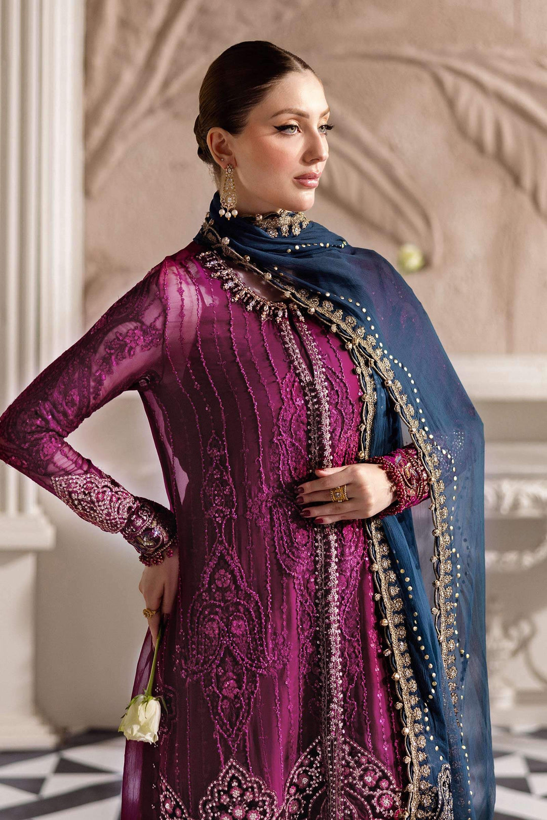 3 Piece Unstitched Embroidered Chiffon Suit – MPC-25-102