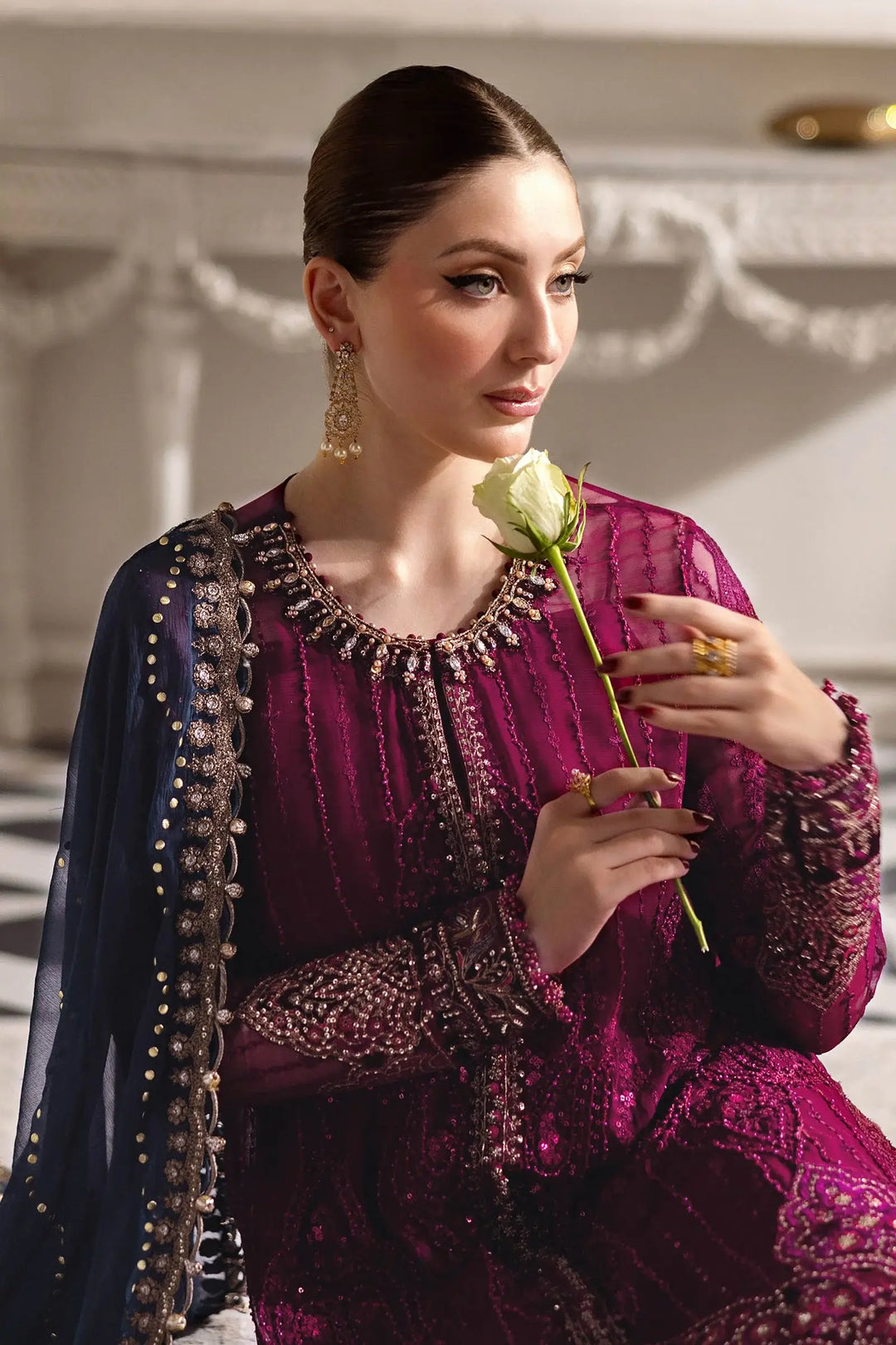 3 Piece Unstitched Embroidered Chiffon Suit – MPC-25-102