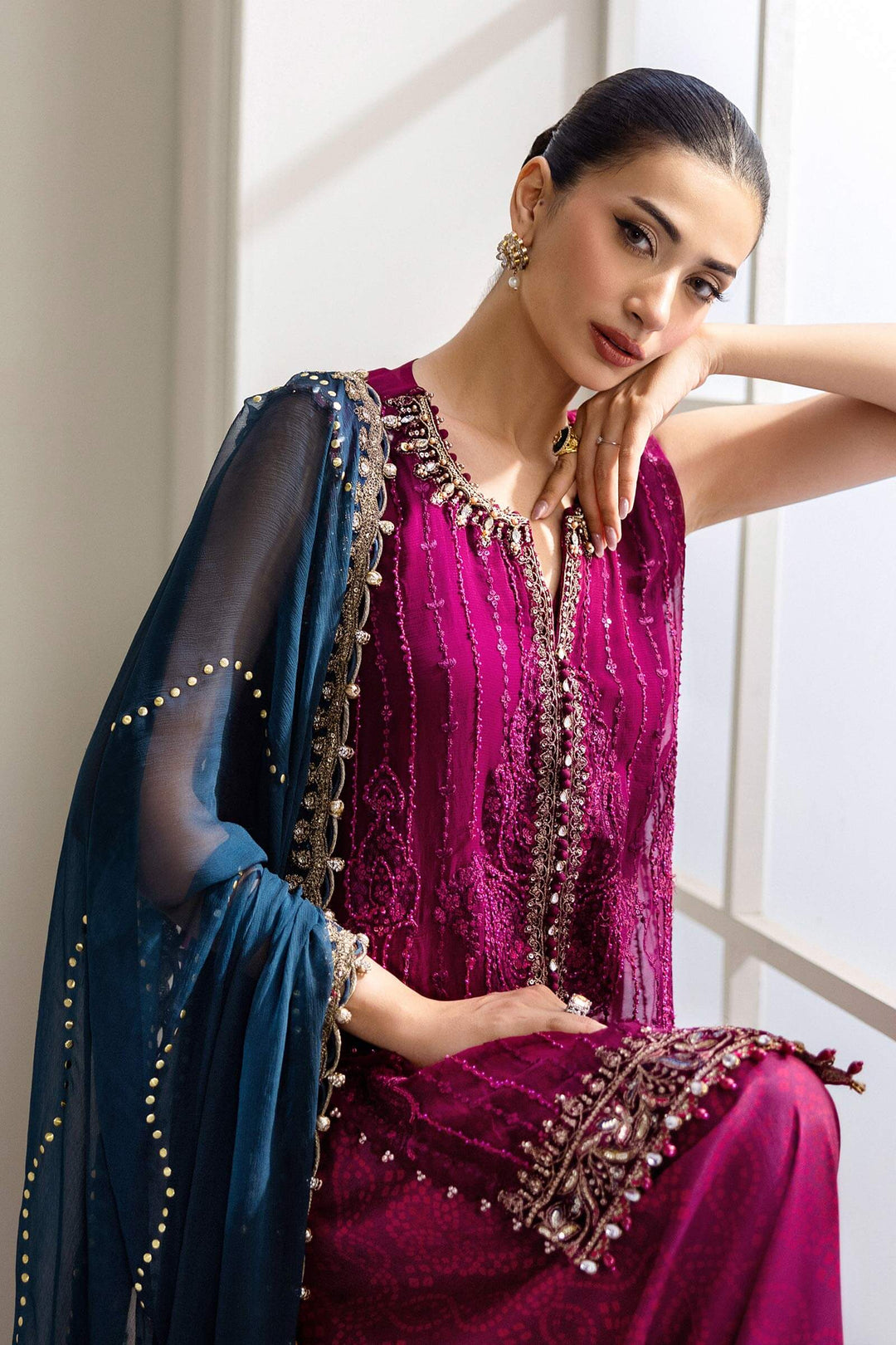 3 Piece Unstitched Embroidered Chiffon Suit – MPC-25-102