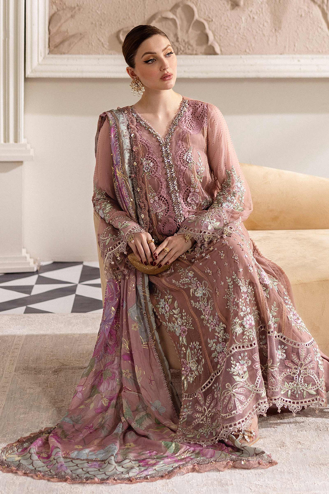 3 Piece Unstitched Embroidered Chiffon Suit – MPC-25-105