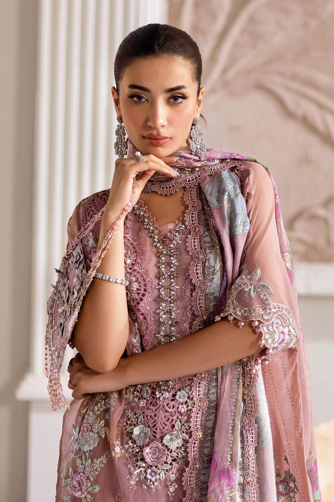 3 Piece Unstitched Embroidered Chiffon Suit – MPC-25-105