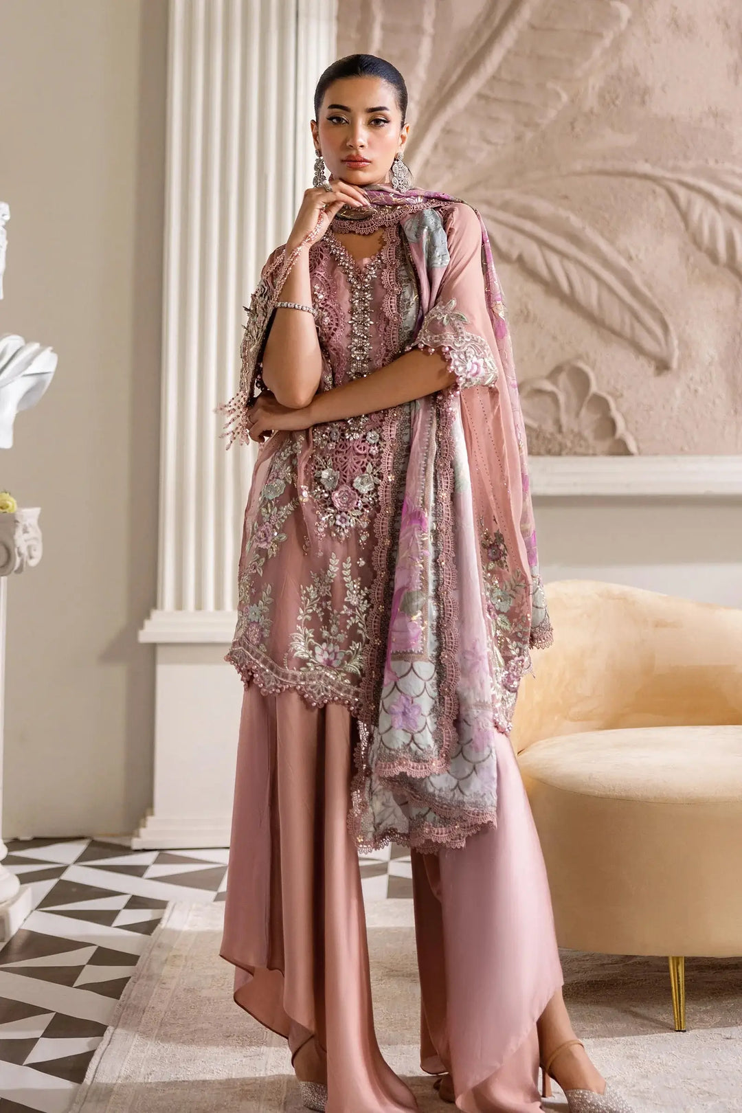 3 Piece Unstitched Embroidered Chiffon Suit – MPC-25-105