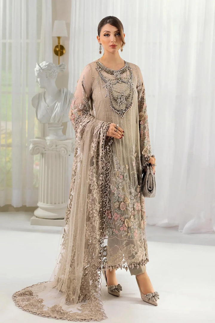 3 Piece Unstitched Embroidered Chiffon Suit – MPC-25-107