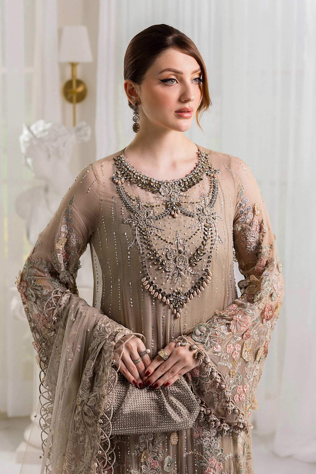 3 Piece Unstitched Embroidered Chiffon Suit – MPC-25-107