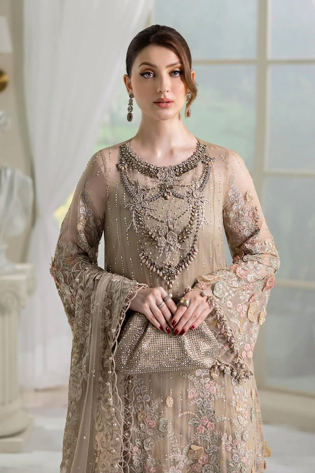 3 Piece Unstitched Embroidered Chiffon Suit – MPC-25-107