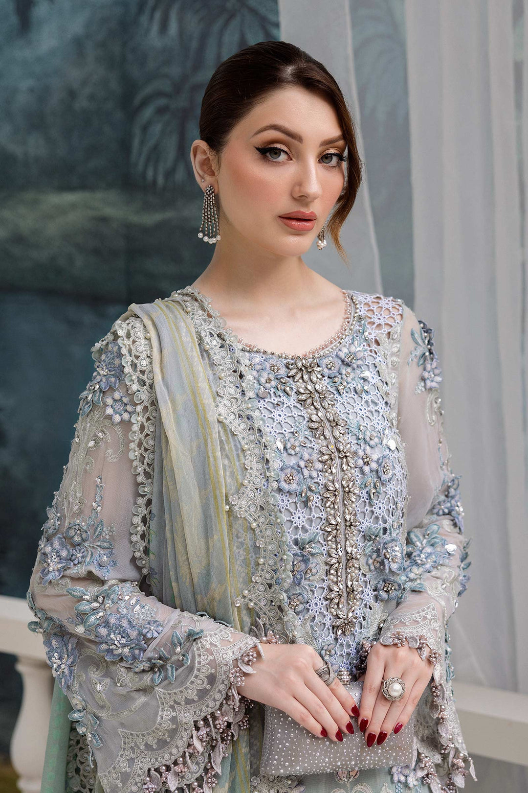 3 Piece Unstitched Embroidered Chiffon Suit – MPC-25-108