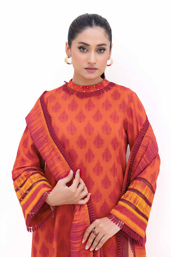 3 Piece Unstitched Printed Dhanak Suit DH-42007