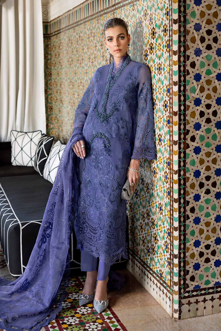 3 Piece Violet Embroidered Organza Suit | D-2506-B