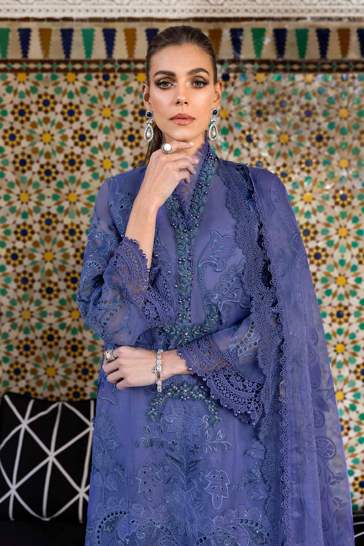 3 Piece Violet Embroidered Organza Suit | D-2506-B