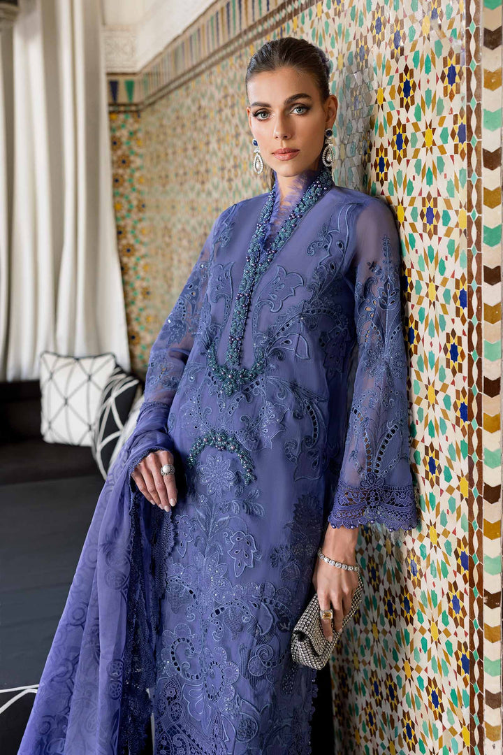 3 Piece Violet Embroidered Organza Suit | D-2506-B