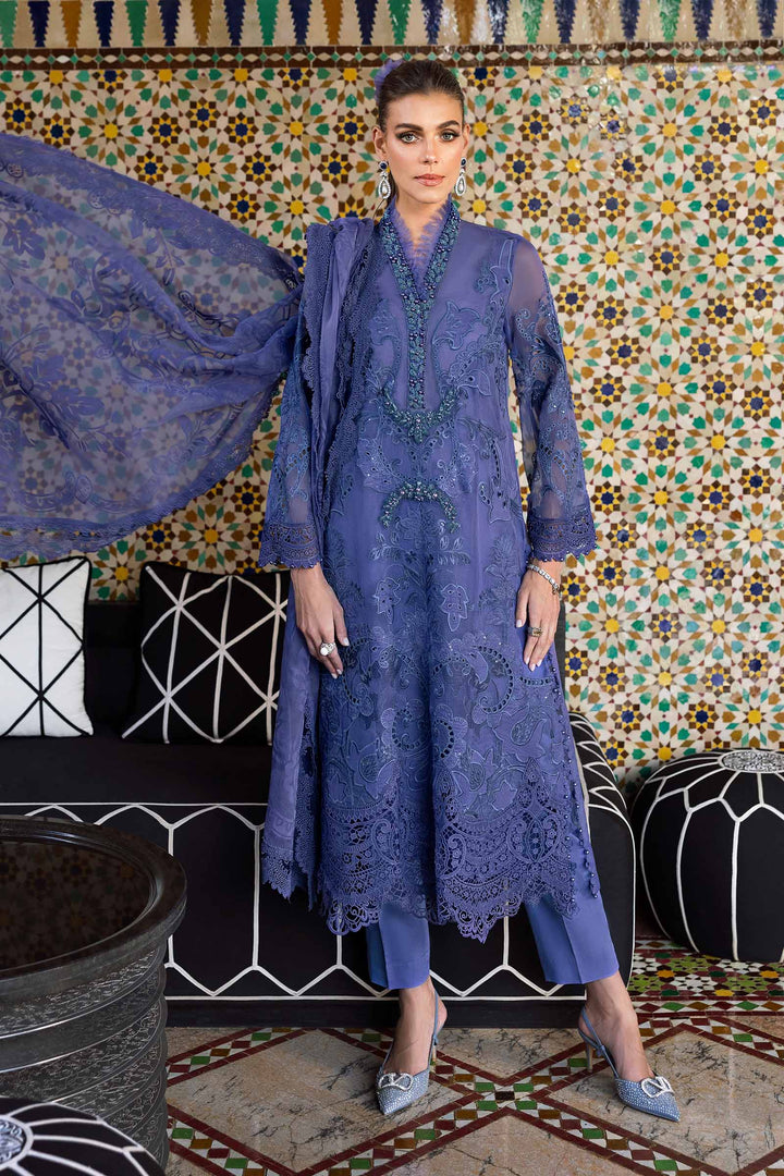 3 Piece Violet Embroidered Organza Suit | D-2506-B