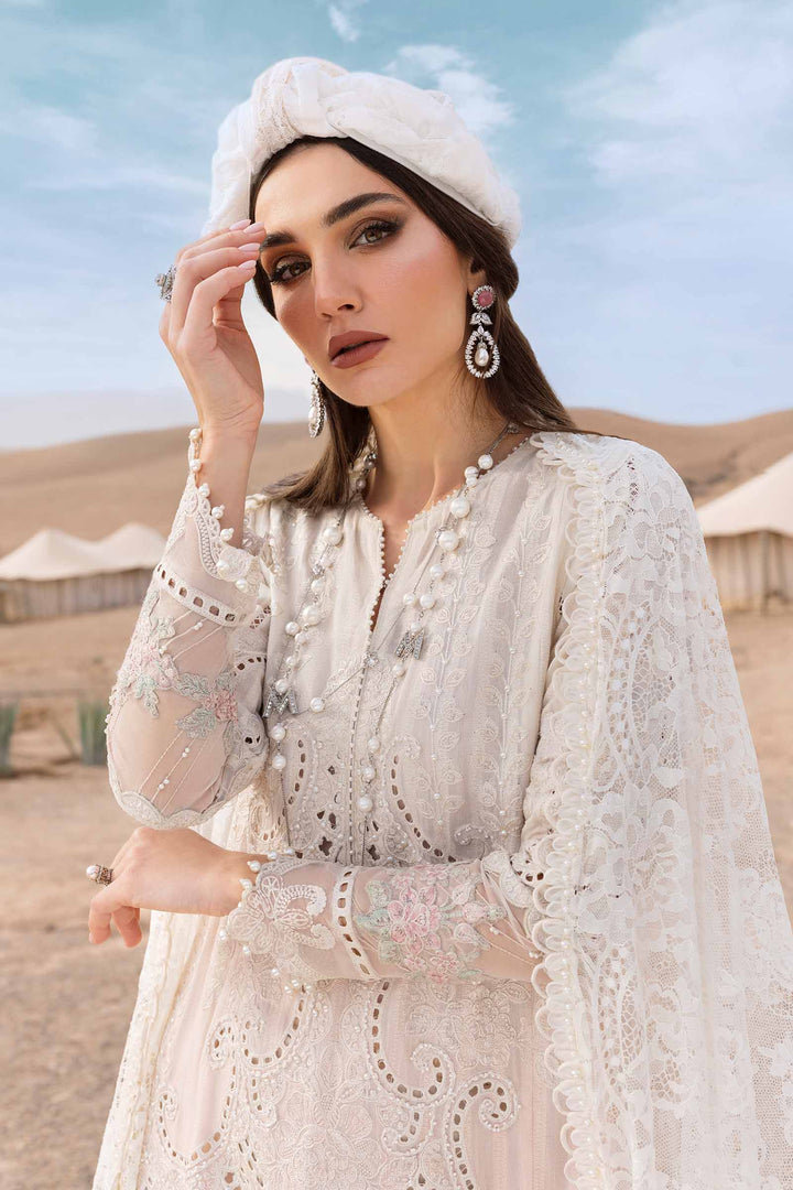 3 Piece White Embroidered Dobby Lawn Suit | D-2515-A