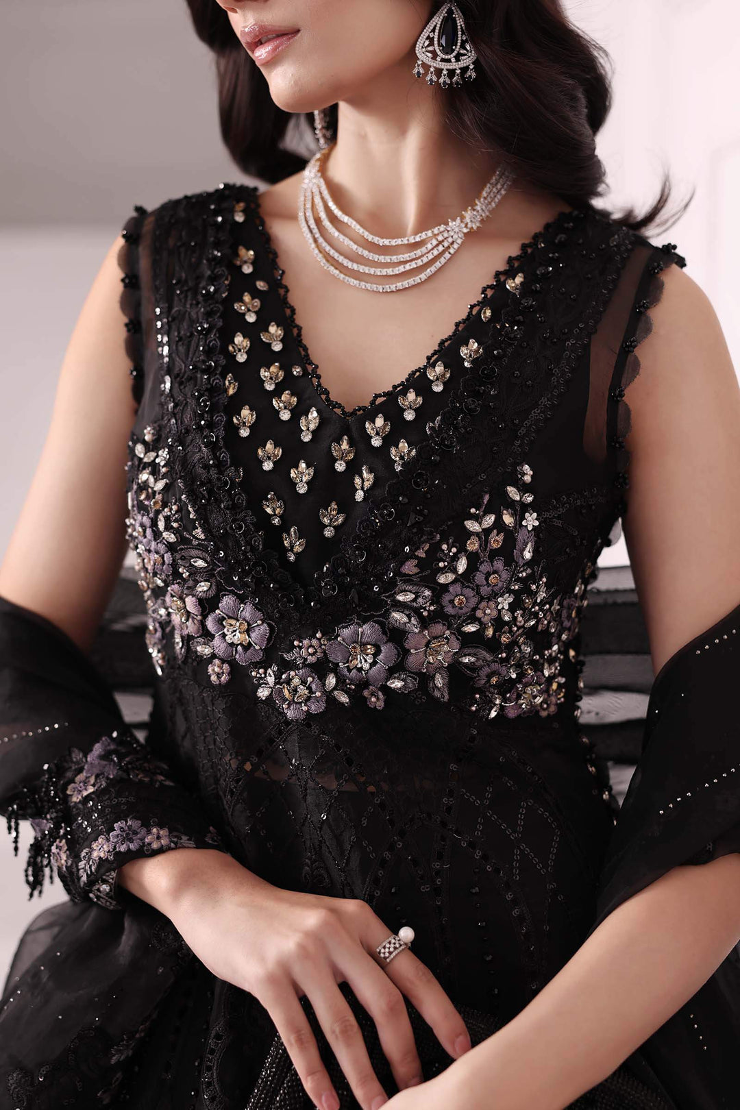 3-Piece Unstitched Embroidered Organza Suit | BD-3004