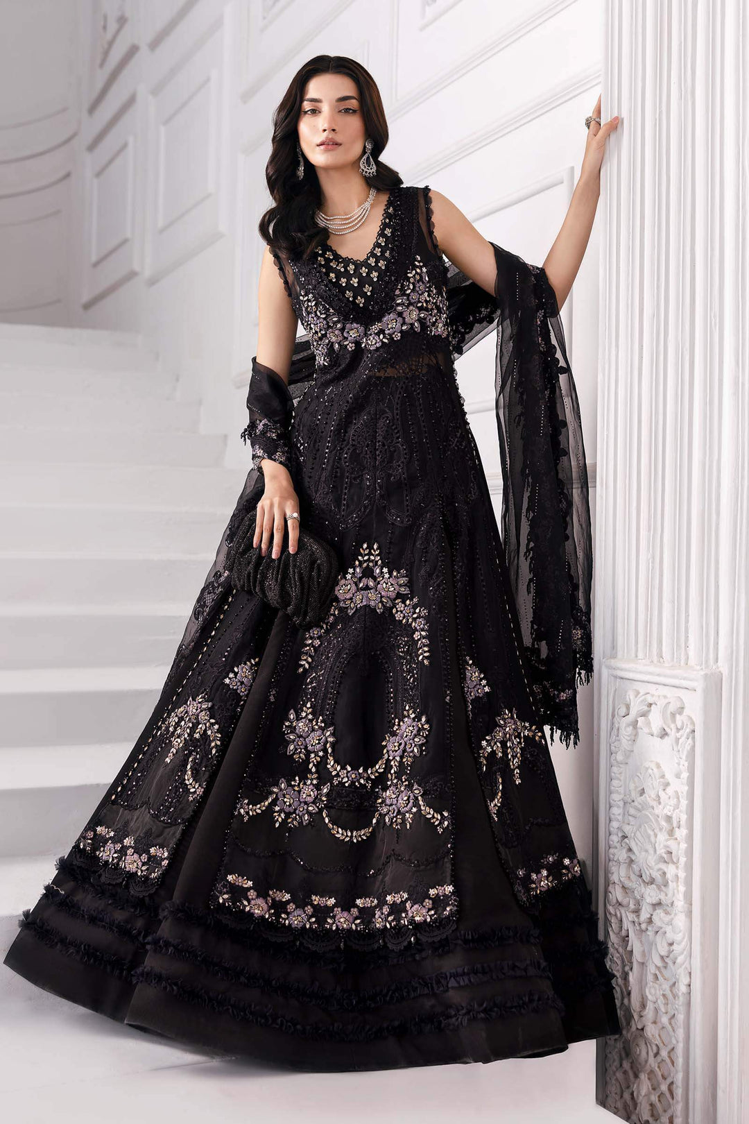 3-Piece Unstitched Embroidered Organza Suit | BD-3004